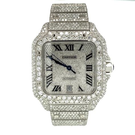 cartier watch mens diamond|cartier watch with diamond bezel.